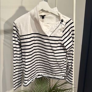 Striped JCREW Long Sleeve Sweater with Button Detail